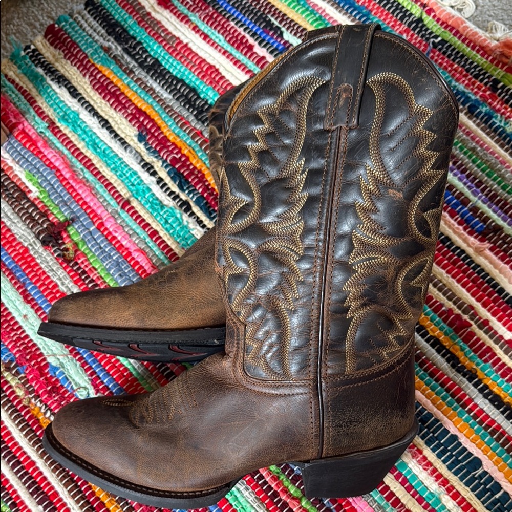 Laredo Men's Duster Tan Round Toe Cowboy Boots Size 8.5D Women’s 10.5D NWOT